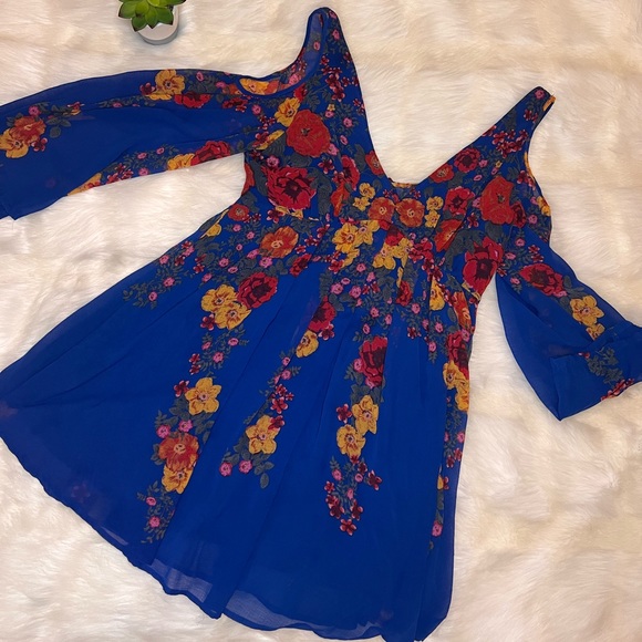 Free People | Penny Lover Mini Dress Cobalt Combo M - Picture 4 of 13